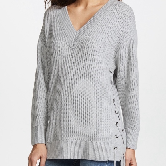 rag & bone Sweaters - Rag & Bone Ivy Long Lace-Up V-Neck Sweater